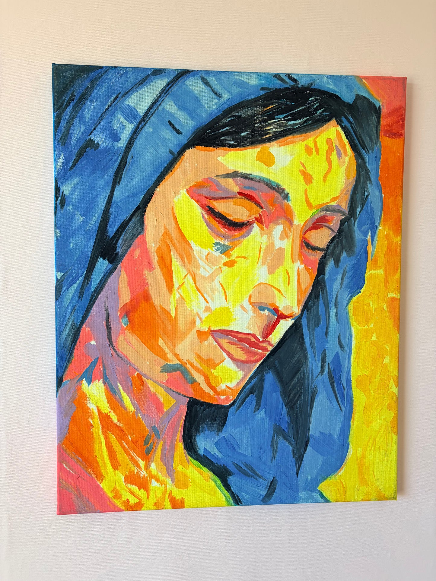 Mother Mary Handmade Original Oil Painting by WamanthaW